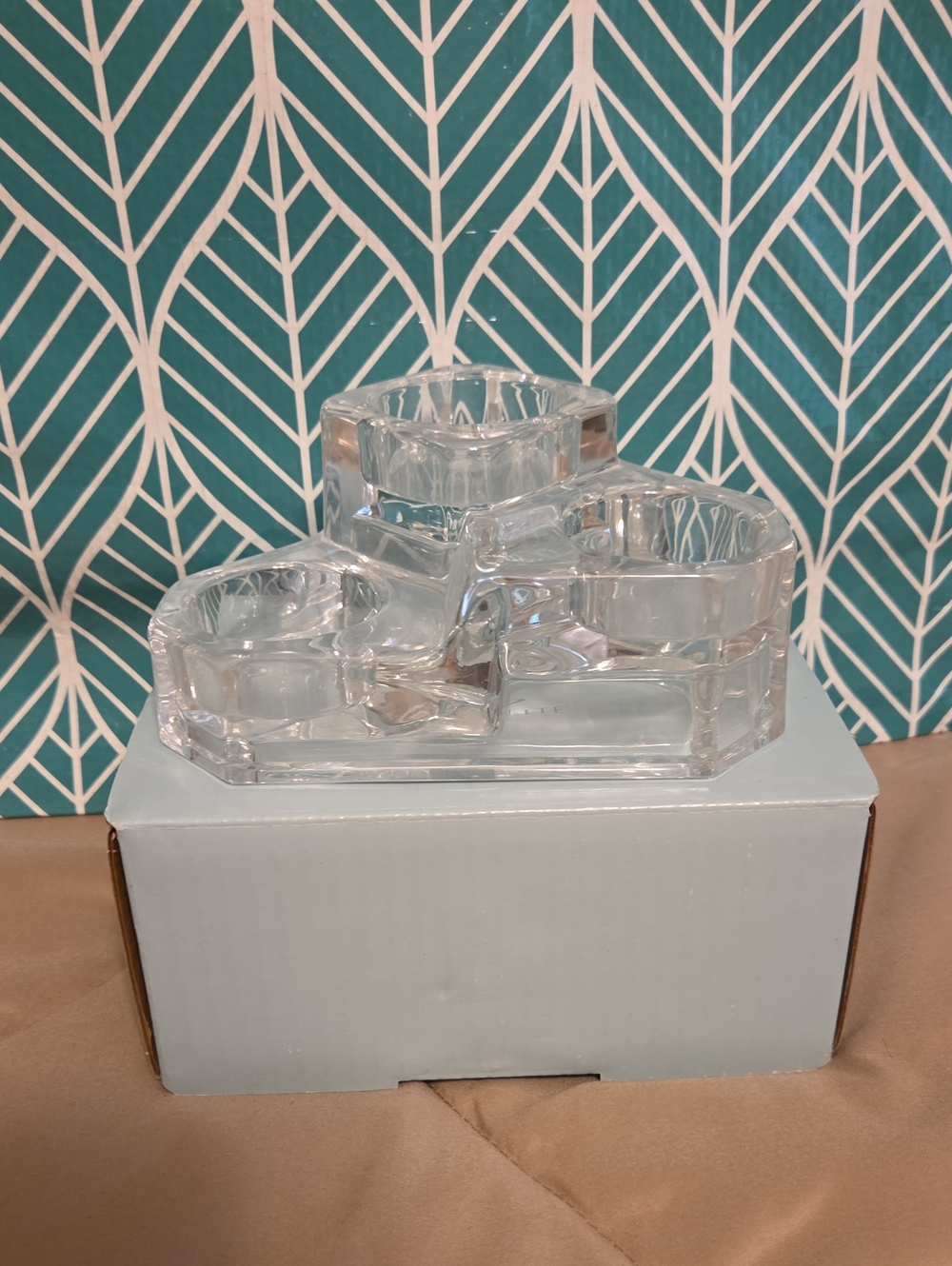 PartyLite Clear Lead Crystal Triple Tealight Holder - Mini Crystal Castle
